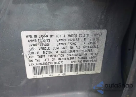 2013 Honda Fit из США, поврежденный, VIN JHMGE8G33DC013777